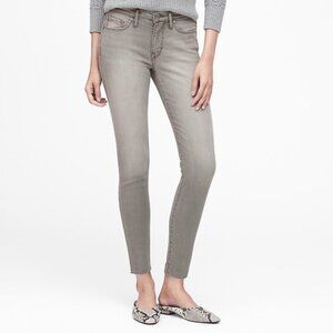 Banana Republic Mid-Rise Light Gray Raw Hem Skinny Jean